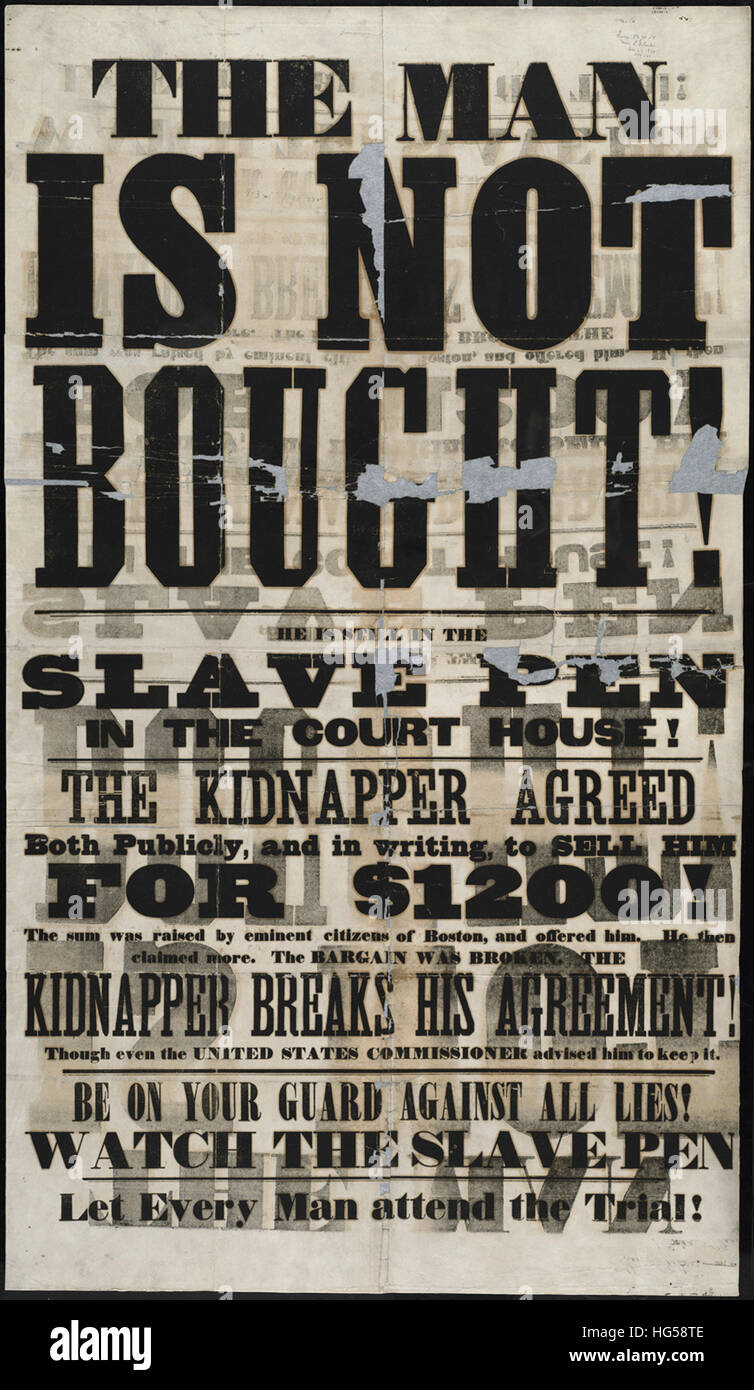 Anti-Sklaverei Breitseiten - Circa 1850 - ist der Mann nicht gekauft! Stockfoto