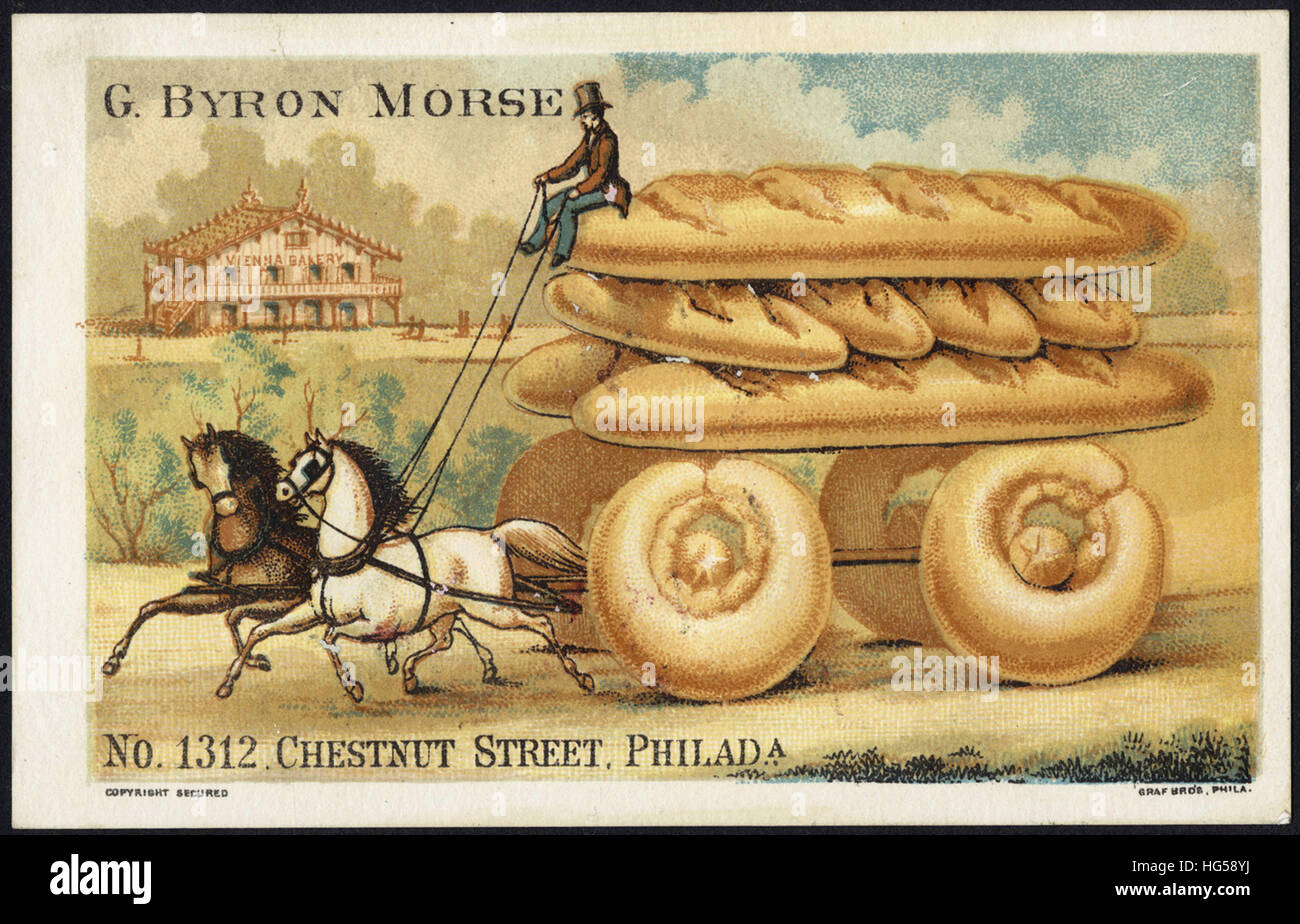 Backen Handel Karte - G. Byron Morse, Nr. 1312 Chestnut Street, Philada. Bäcker des echten Wiener Brötchen & c. Stockfoto