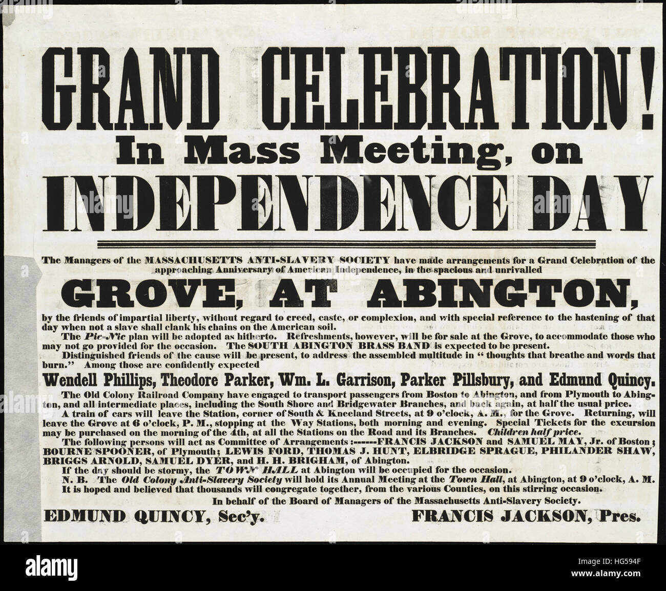 Anti-Sklaverei Breitseiten - Circa 1850 - große Feier! Stockfoto