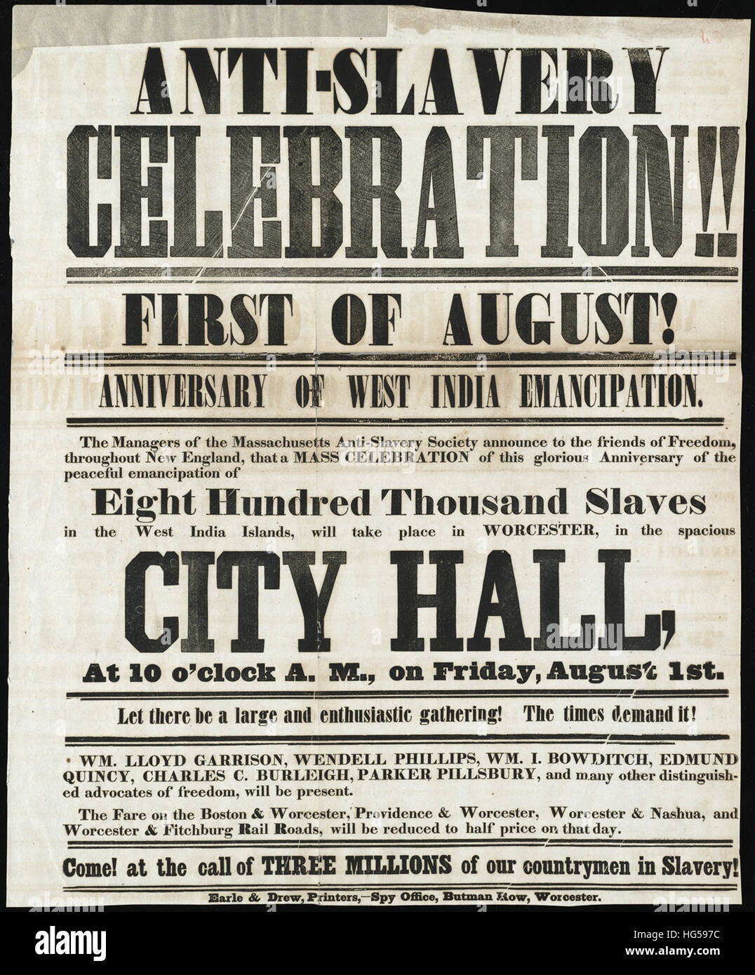 Anti-Sklaverei Breitseiten - Circa 1850 - Anti-Sklaverei-Feier Stockfoto