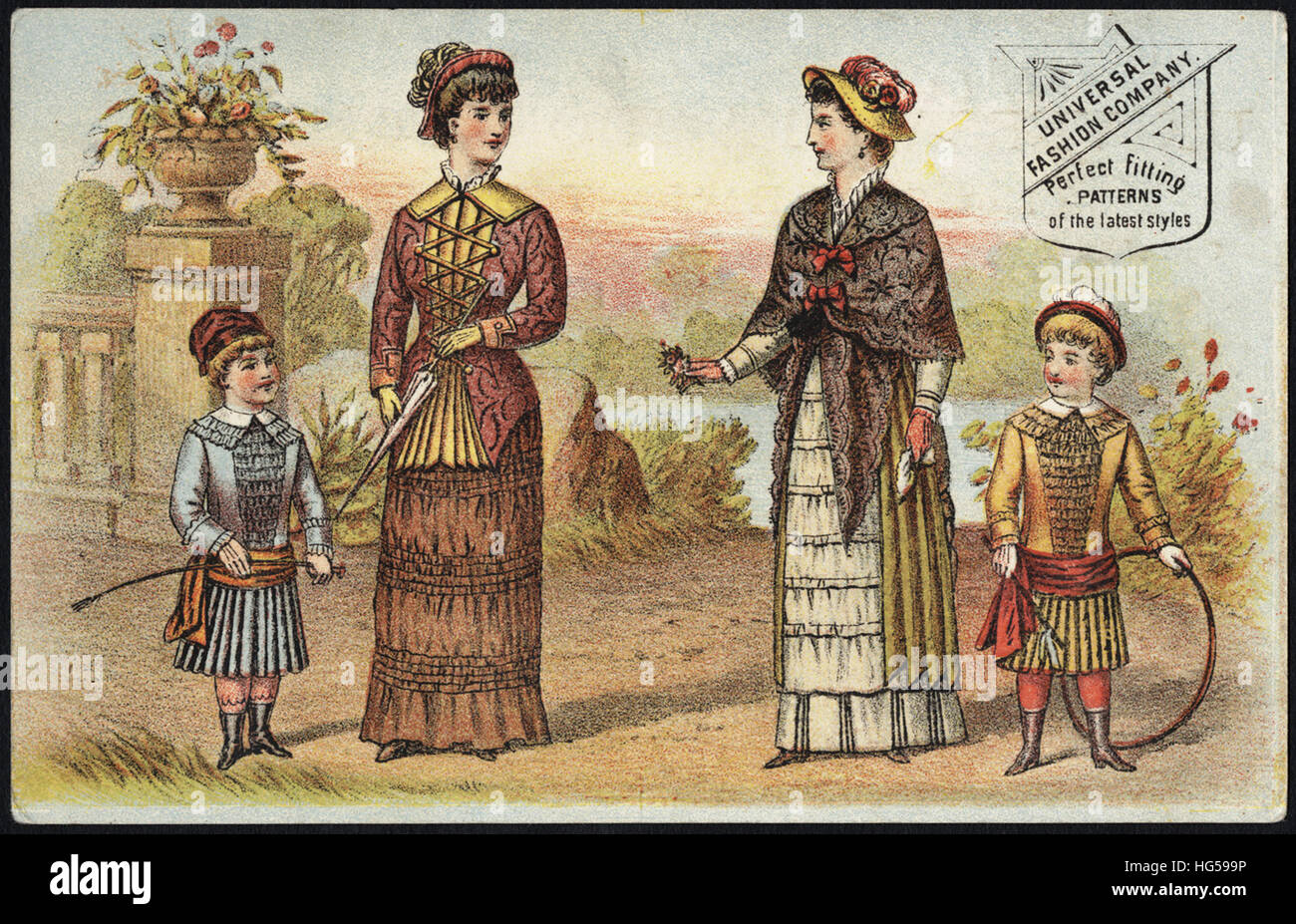 Kleidung Handel Karten - Universal Modeunternehmen. Perfekt passende Muster der neuesten Styles. Stockfoto