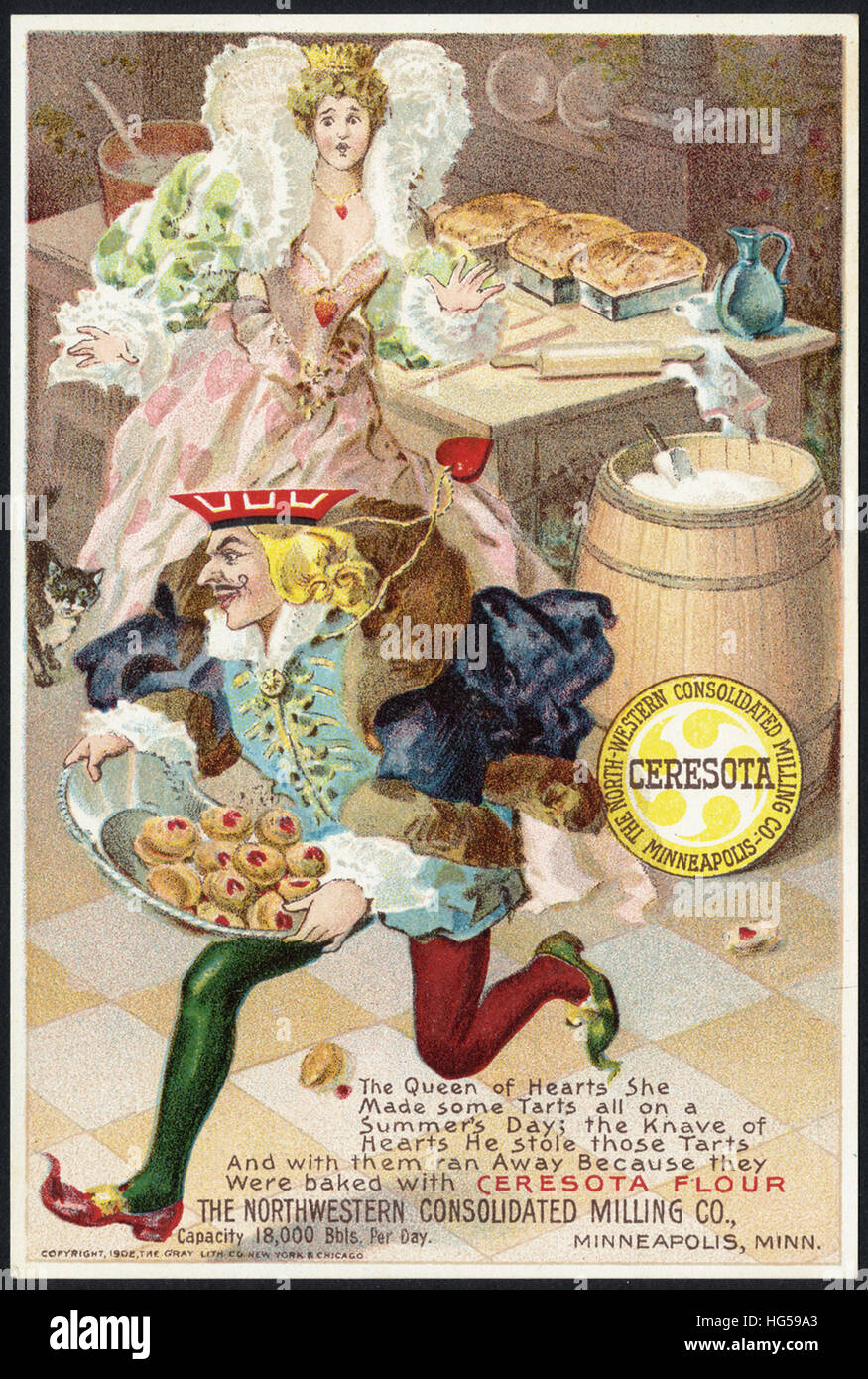 Backen Handel Karte - die Königin der Herzen machte sie einige Torten Tag des Sommers Stockfoto