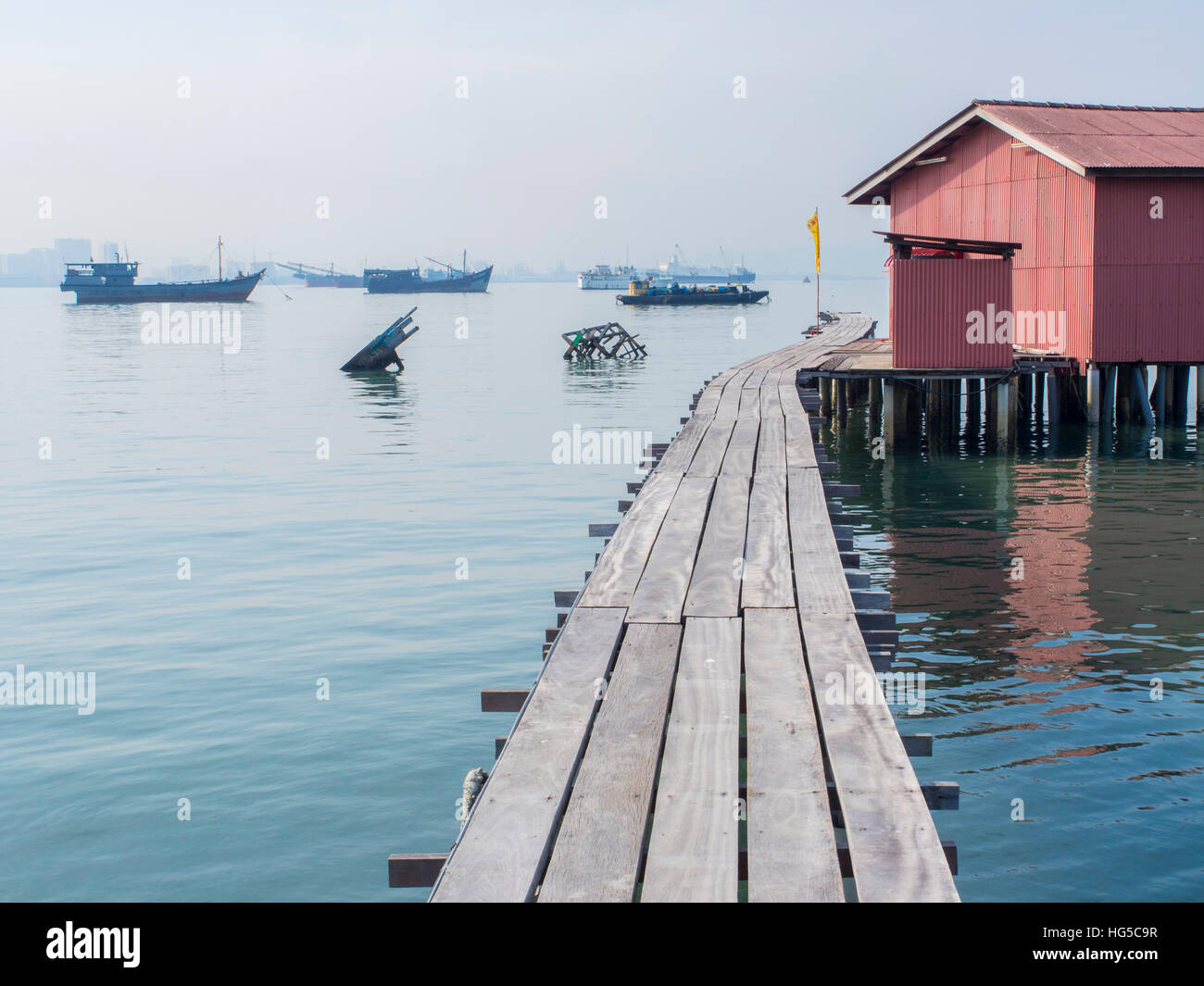 Tan Clan Jetty, Penang, Malaysia, Südostasien, Asien Stockfoto