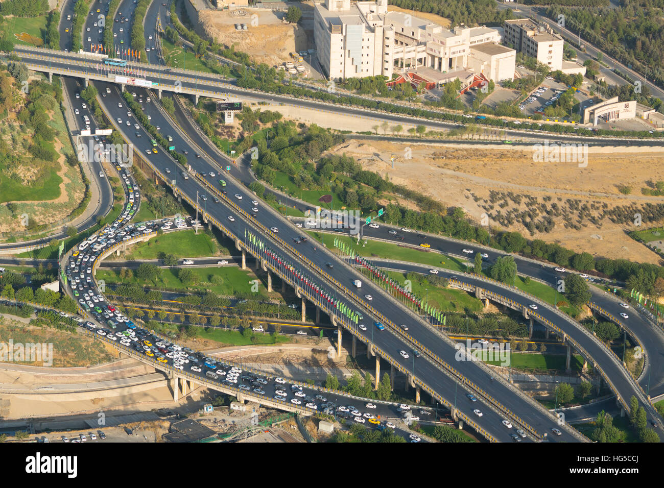 Luftaufnahme des weiteren Verkehr Marmelade, Teheran, Iran, Naher Osten Stockfoto