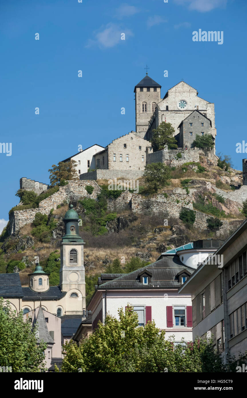 Mittelalterliche Burg in Sion, Schweiz Stockfoto