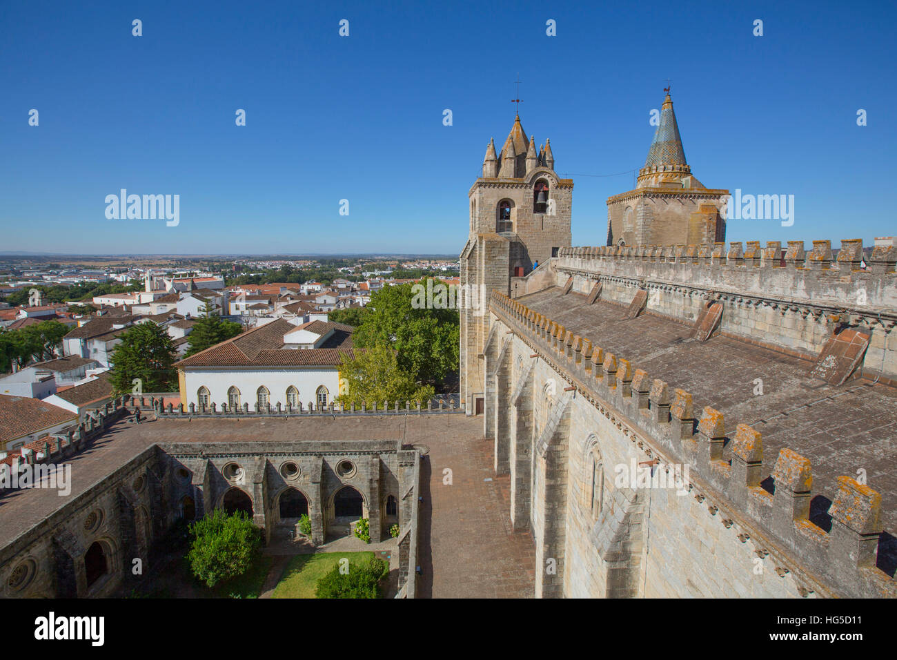 Türme, Blick vom Dach, Evora, UNESCO, Kathedrale von Evora, Portugal Stockfoto