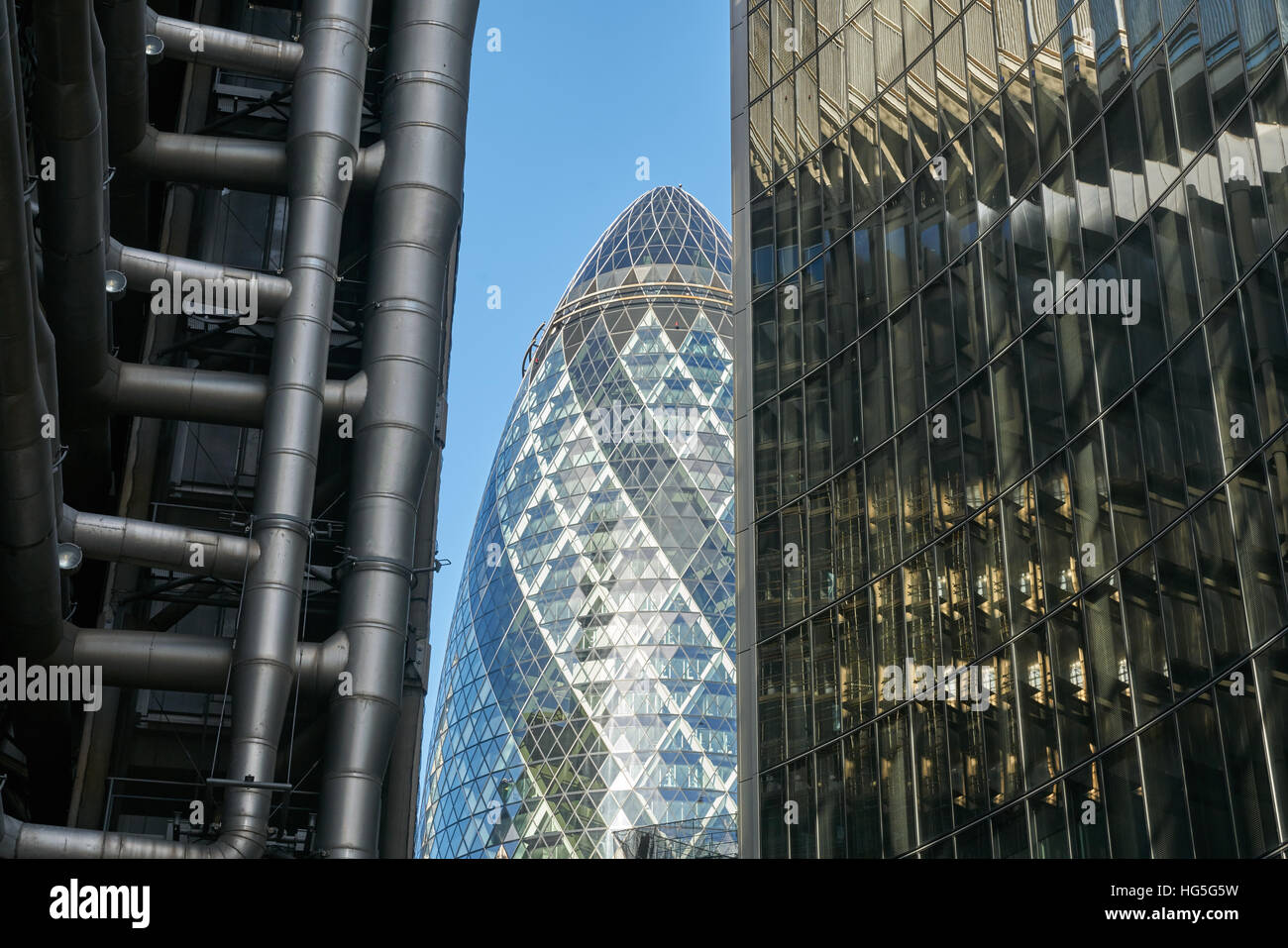 Die Gurke 30 St Mary Axe.  Londoner Bankenviertel Stockfoto