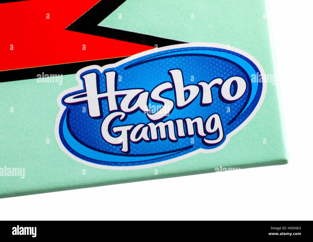 LONDON, UK - 15. Oktober 2015: Eine Nahaufnahme von Hasbro Spiele-Firmen-Logo. Stockfoto