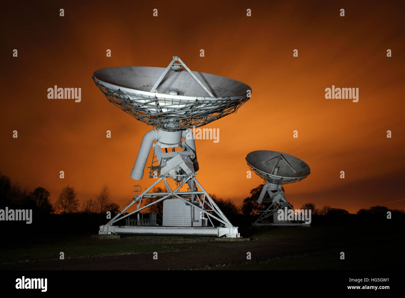 Bogenminute Microkelvin Imager AMI kosmischen Mikrowelle Hintergrund CMB Teleskop des Observatoriums Cambridge Stockfoto