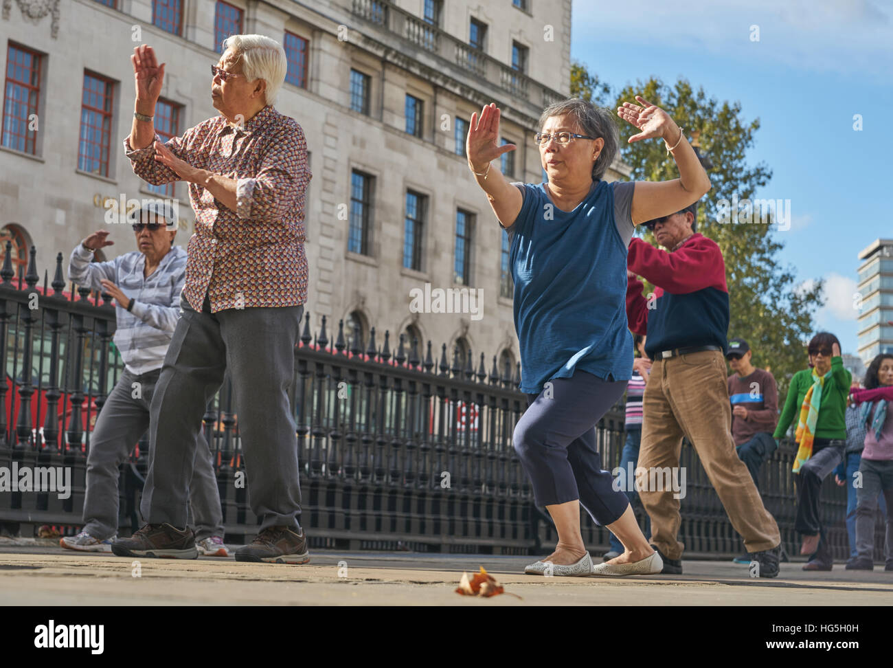 Outdoor-Tai Chi in London. chinesische Gemeinschaft in London Stockfoto