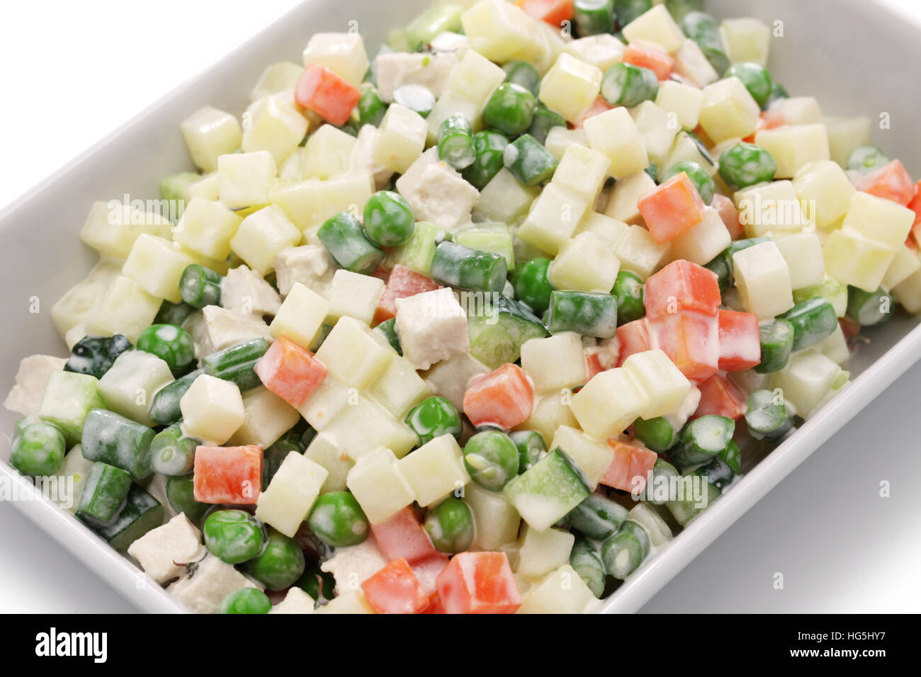 Mazedonien-Salat, Fruchtsalat de Hülsenfrüchte, Gemischter Gemüsesalat, französische Küche Stockfoto