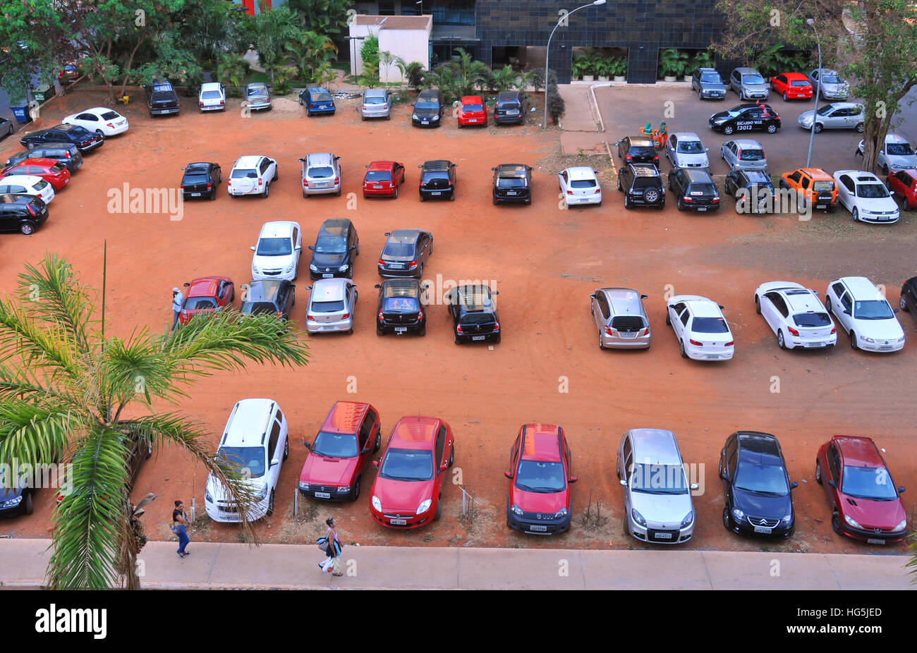 Luftbild Parkplatz Brasilia Brasilien Stockfoto