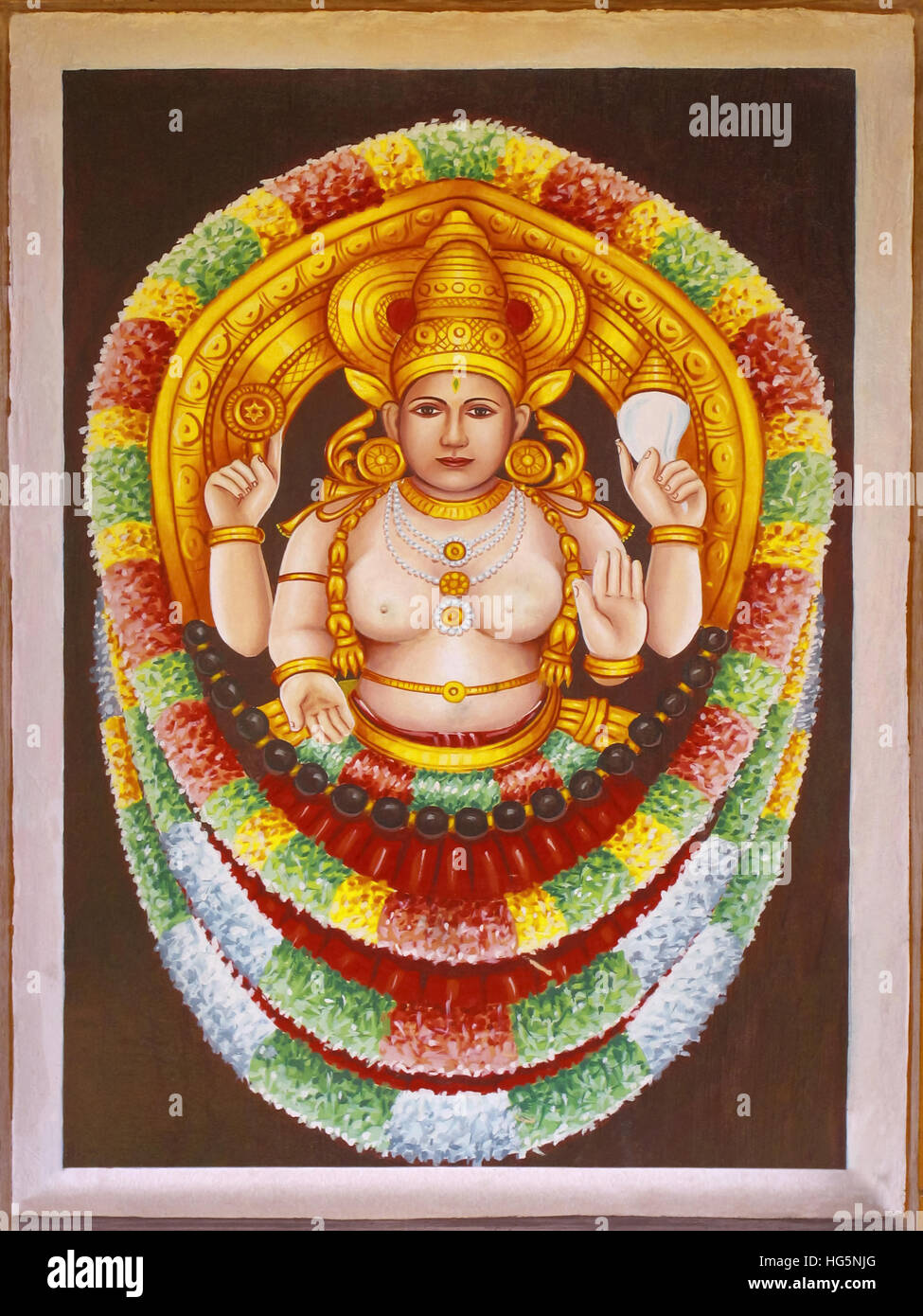 Malerei der Göttin Durga. Bhagavathy Amman Tempel, Nemmara, Palakkad, Kerala Stockfoto