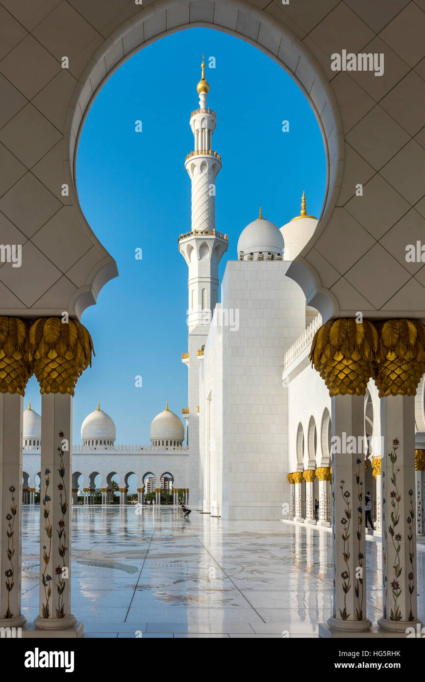 Sheikh-Zayed-Moschee, Abu Dhabi, Vereinigte Arabische Emirate Stockfoto