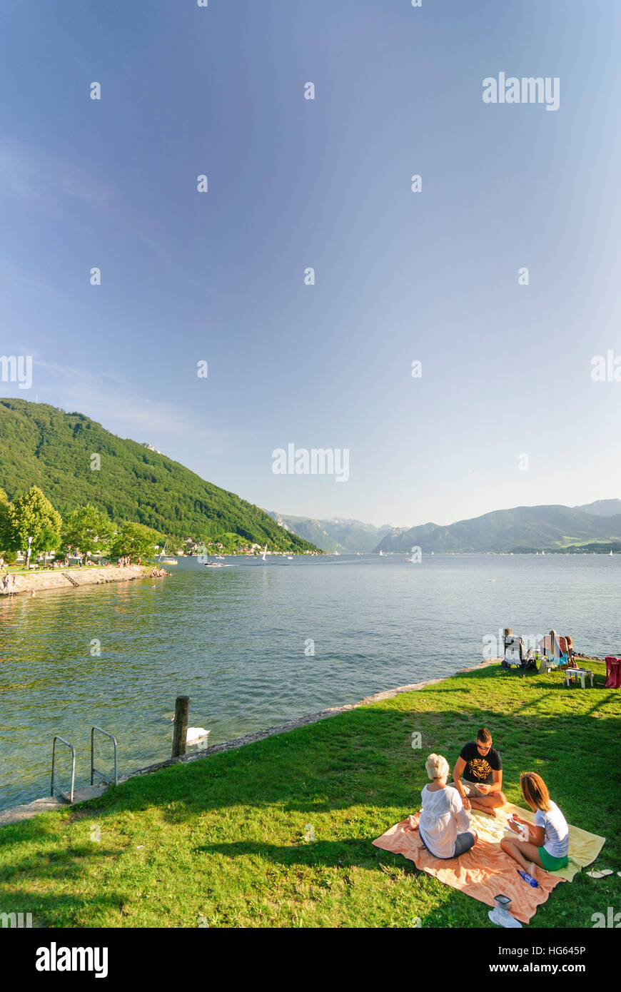 Gmunden: Strandbad am See Traunsee, Salzkammergut, Oberösterreich, Oberösterreich, Österreich Stockfoto