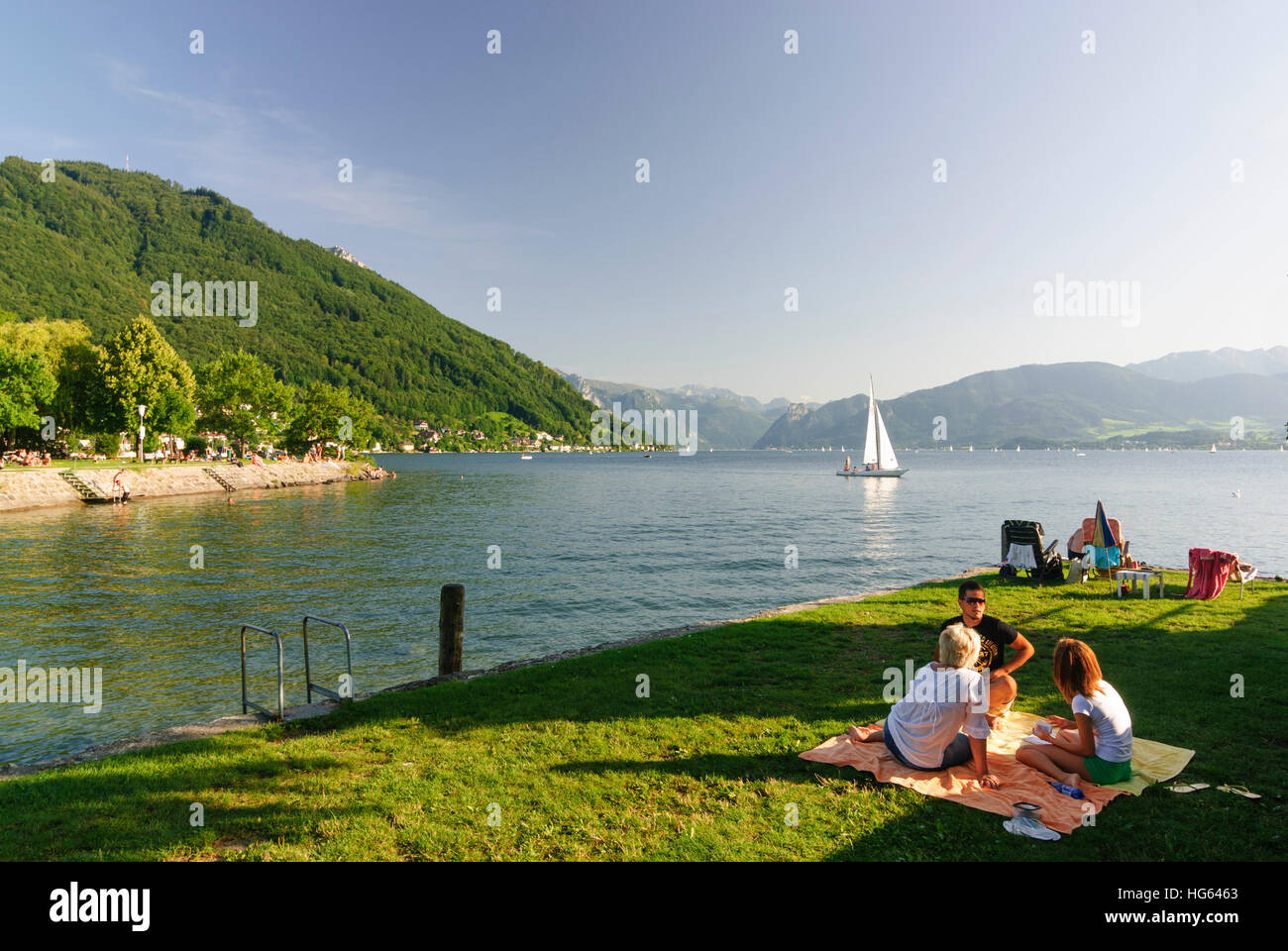 Gmunden: Strandbad am See Traunsee, Salzkammergut, Oberösterreich, Oberösterreich, Österreich Stockfoto