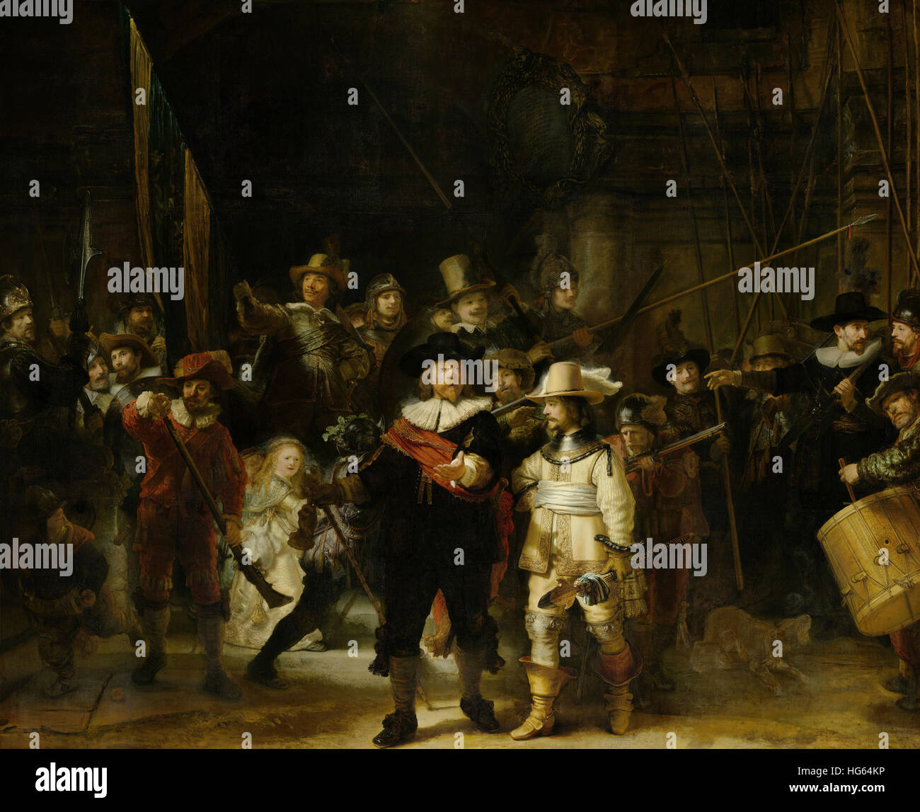 Die Nachtwache-Gemälde von Rembrandt van Rijn. Stockfoto