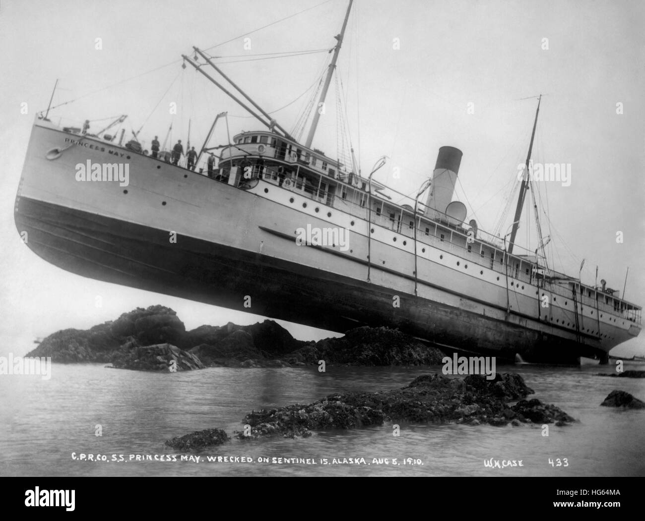 SS-Prinzessin Mai als Schiffbrüchiger auf Sentinel Island, Alaska. Stockfoto