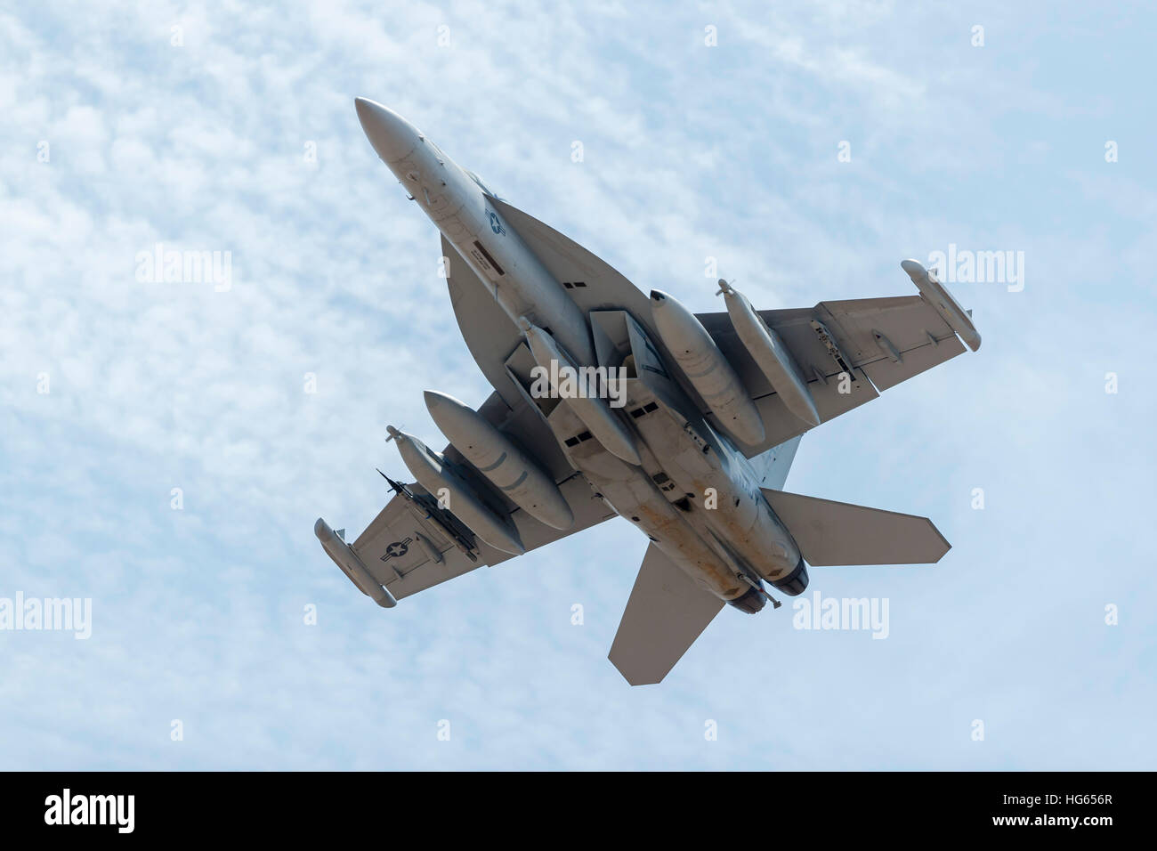 Ein US-Navy E/A - 18G Growler zieht von Nellis Air Force Base, Nevada Stockfoto