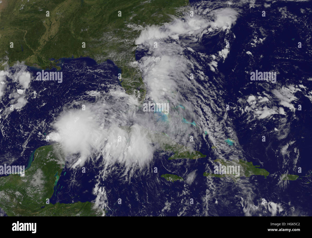 Tropische Depression 9 im südöstlichen Golf von Mexiko. Stockfoto