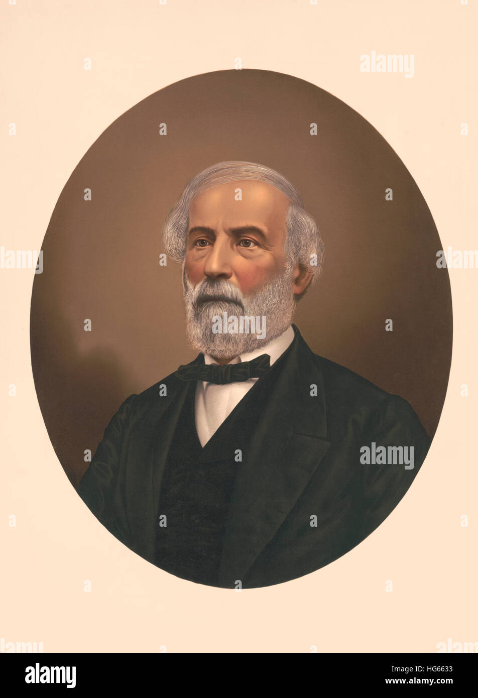 Ovales Porträt von Robert E. Lee, um 1865-1870. Stockfoto