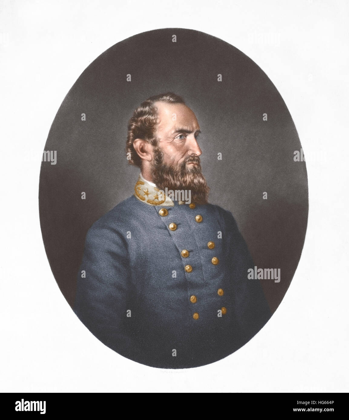 Porträt von Thomas Stonewall Jackson trägt eine blaue Tunika. Stockfoto