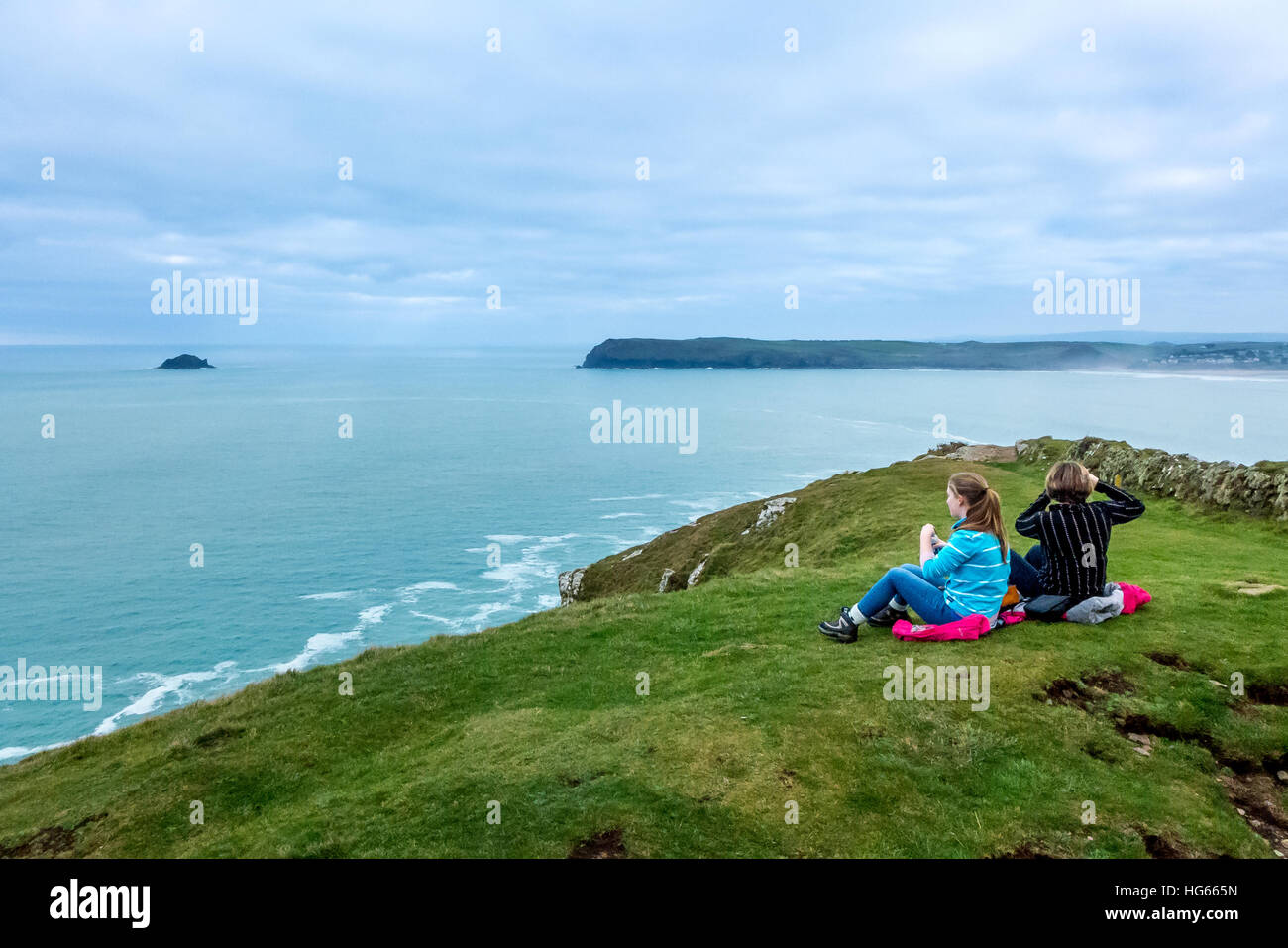 Der Turm am Stepper Point in der Nähe von Padstow in Cornwall Stockfoto