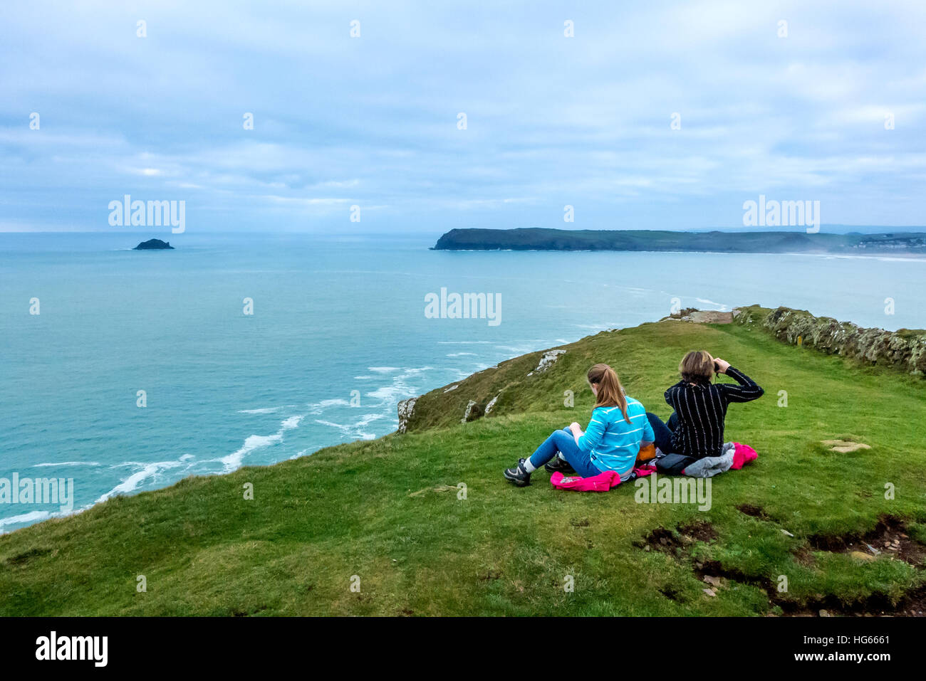 Der Turm am Stepper Point in der Nähe von Padstow in Cornwall Stockfoto