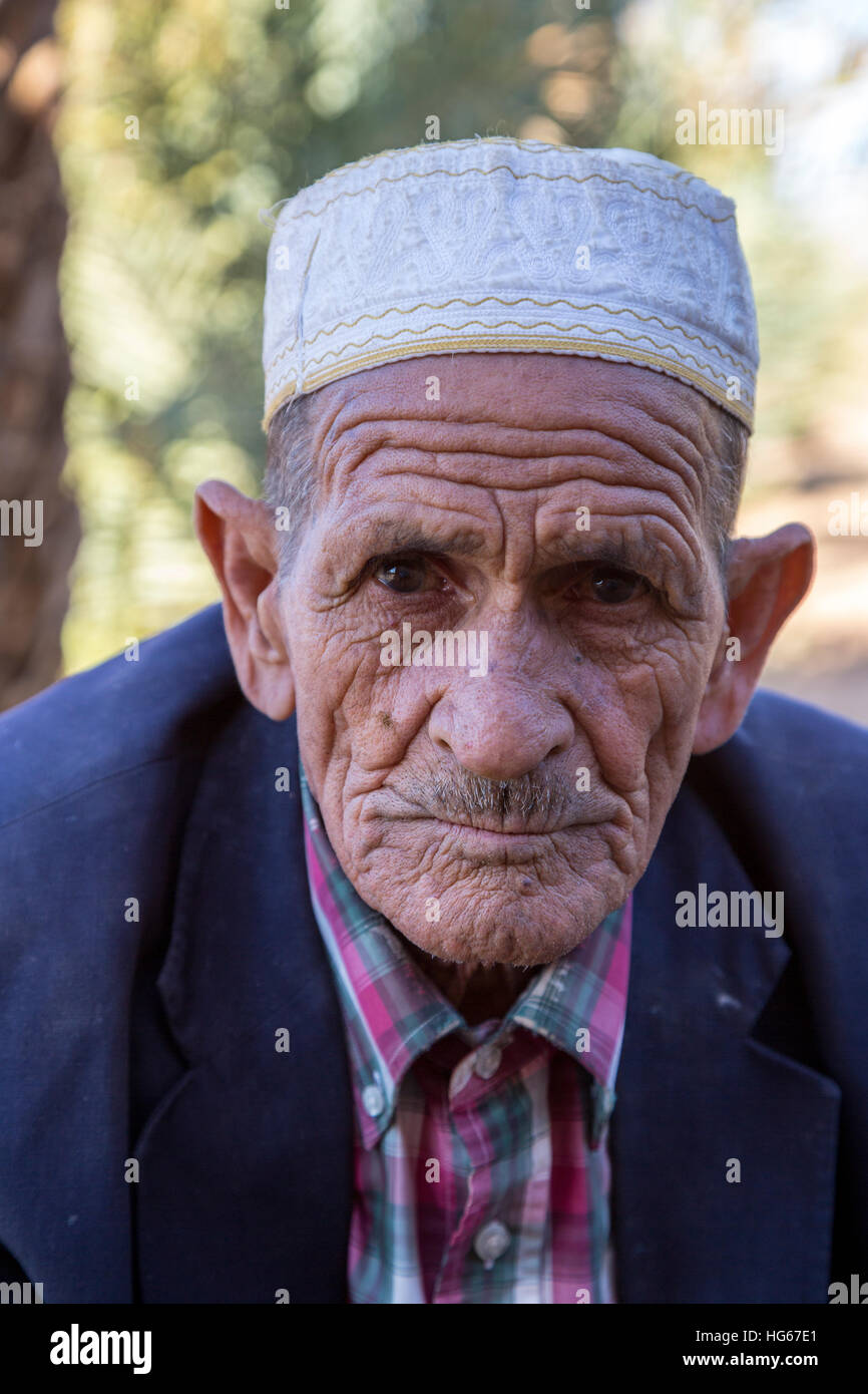 Ksar Elkhorbat, Marokko.  Man ältere Amazigh Berber. Stockfoto