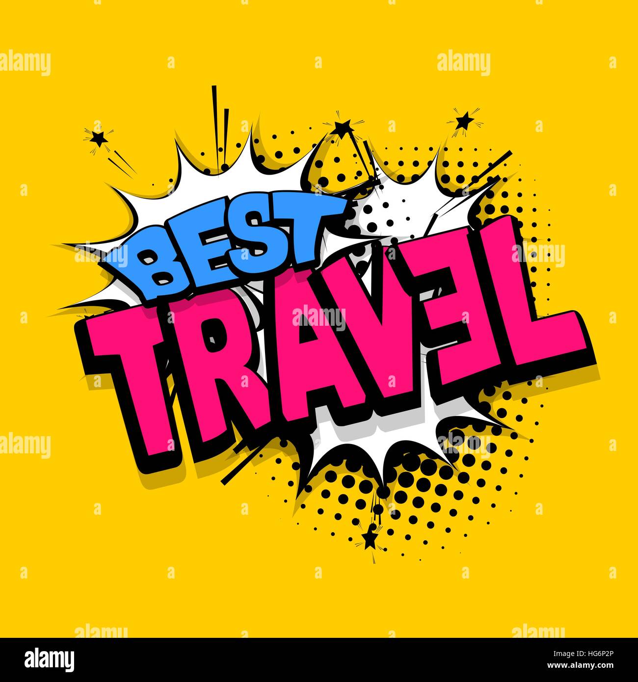 Am besten Reisen Urlaub Comic Buch Ballon-Schriftzug Stock Vektor