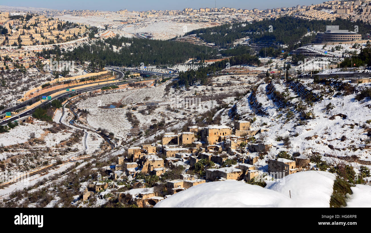 Schnee in Jerusalem, Israel Stockfoto