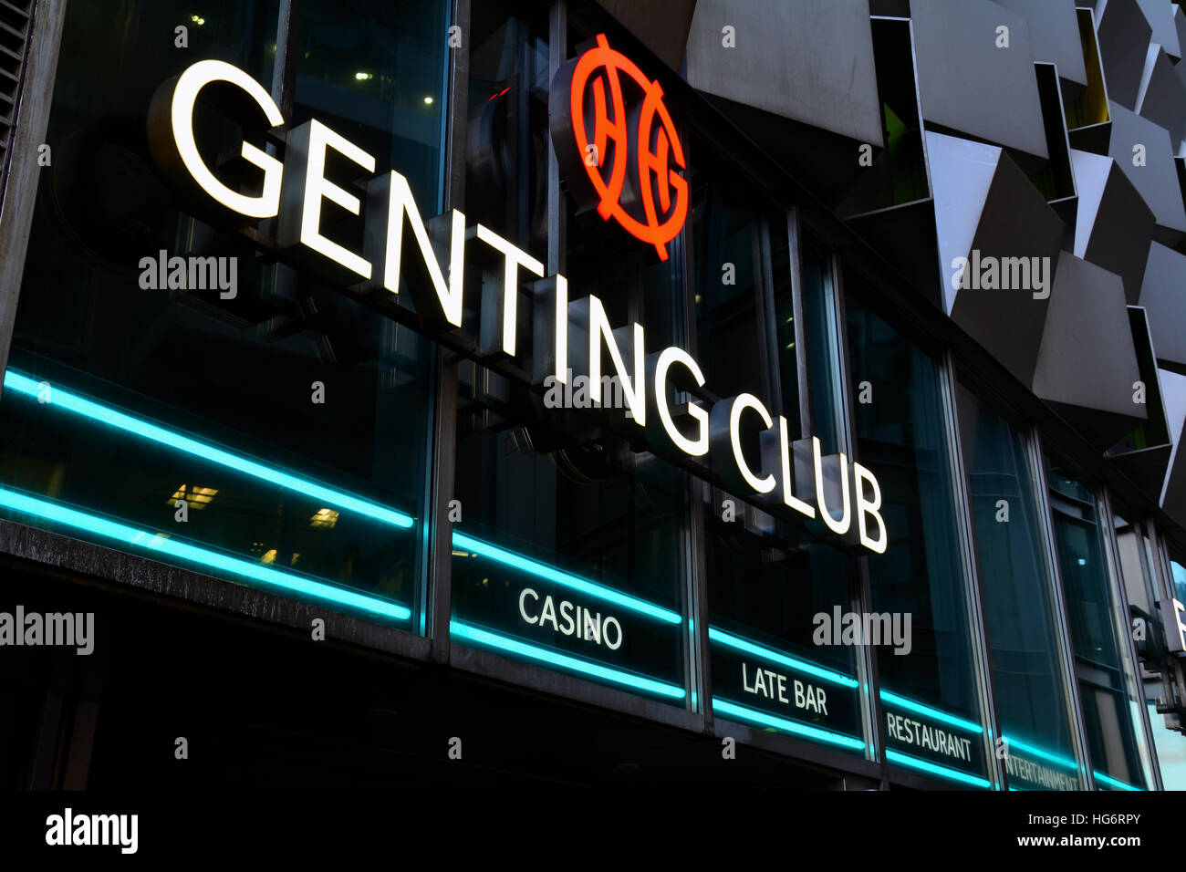 Genting Club Leuchtreklame Stockfoto