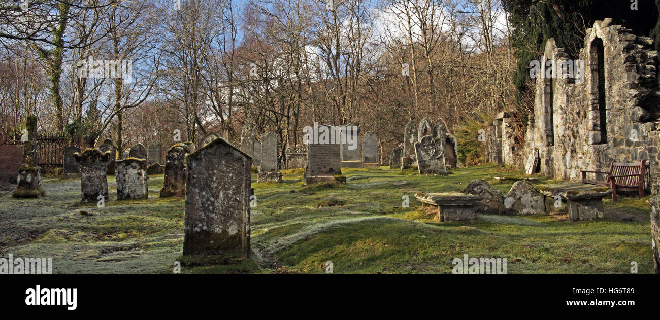 Balquhidder eindringlichen Friedhof, Sterling, Schottland, UK - Rob Roy rot MacGregors Ruhestätte Stockfoto