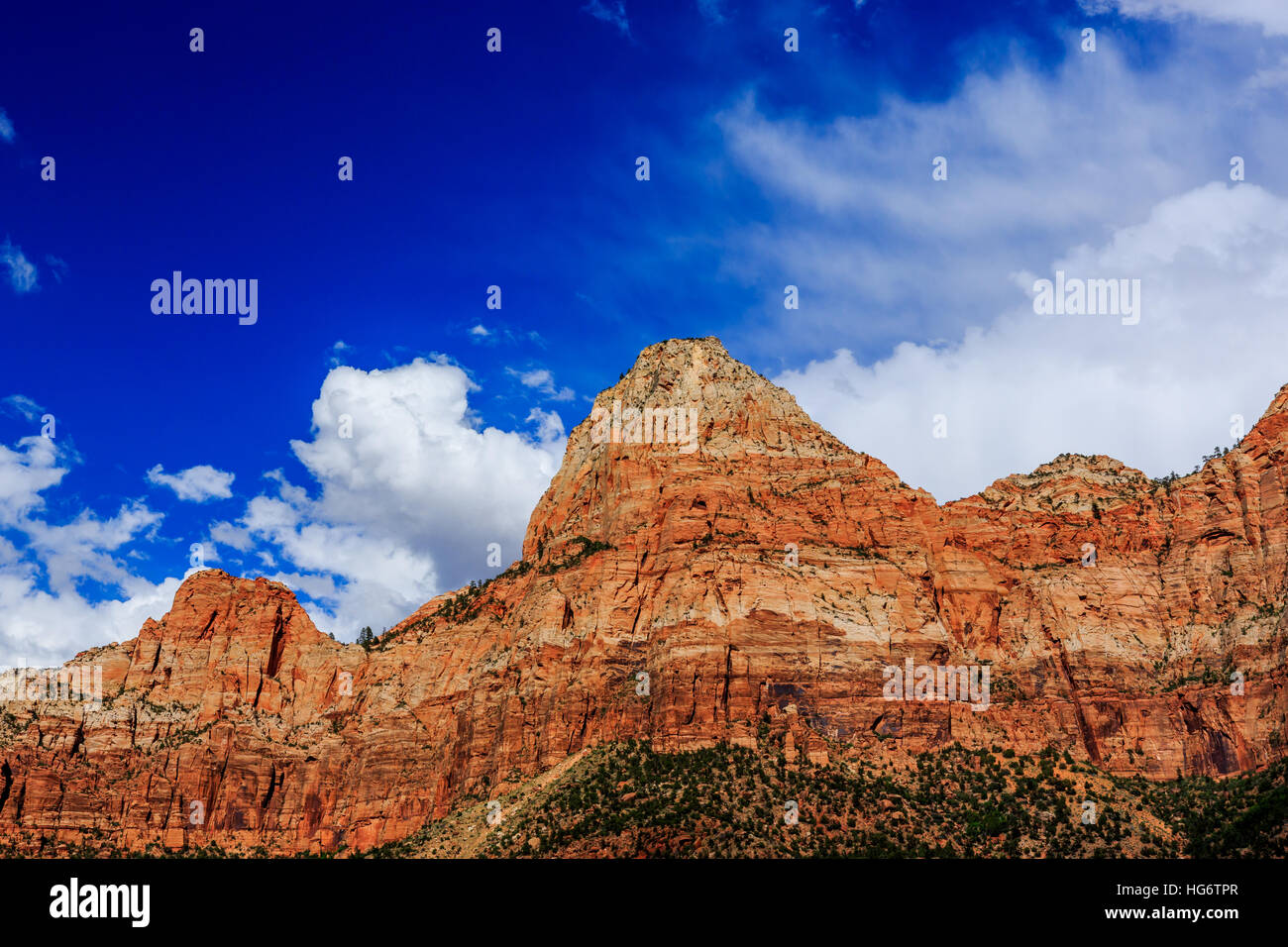 Zion Nationalpark hat viele schöne Sehenswürdigkeiten, Tausende von Besuchern kommen aus der ganzen Welt jedes Jahr. Stockfoto