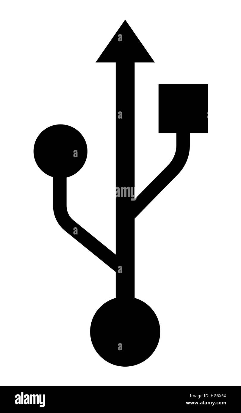 Schwarz USB-Verbindung Symbol Logo auf weißem Hintergrund Stock Vektor