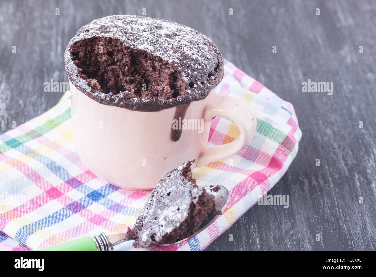 Tasse Schokolade Kuchen Stockfoto