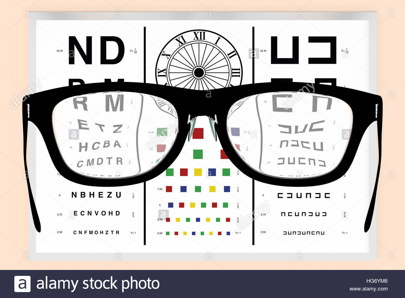 Brille vor einer Vision test zum visuelle Korrektur Dioptrien ...