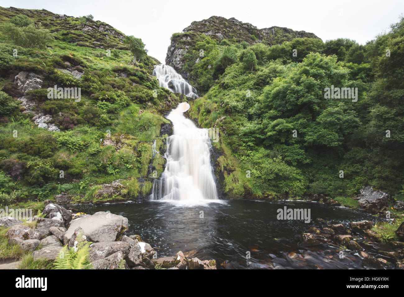 Assarancagh Wasserfall, Adara.  County Donegal, Irland / Assarnacally Wasserfall Stockfoto