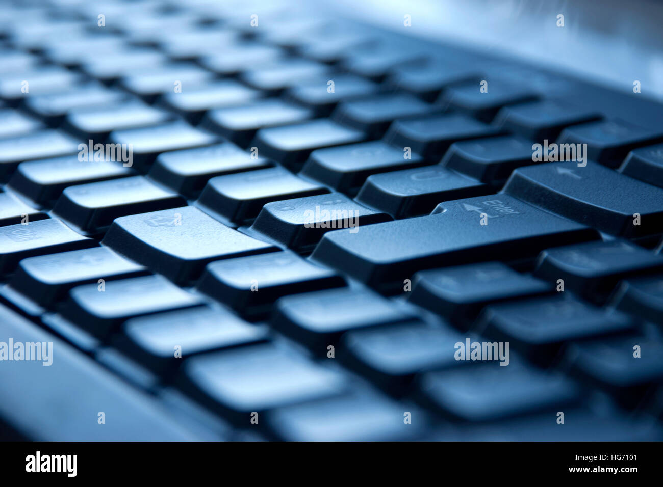 Nahaufnahme Bild der Zehnertastatur Makro Ansicht auf der Computertastatur. Stockfoto