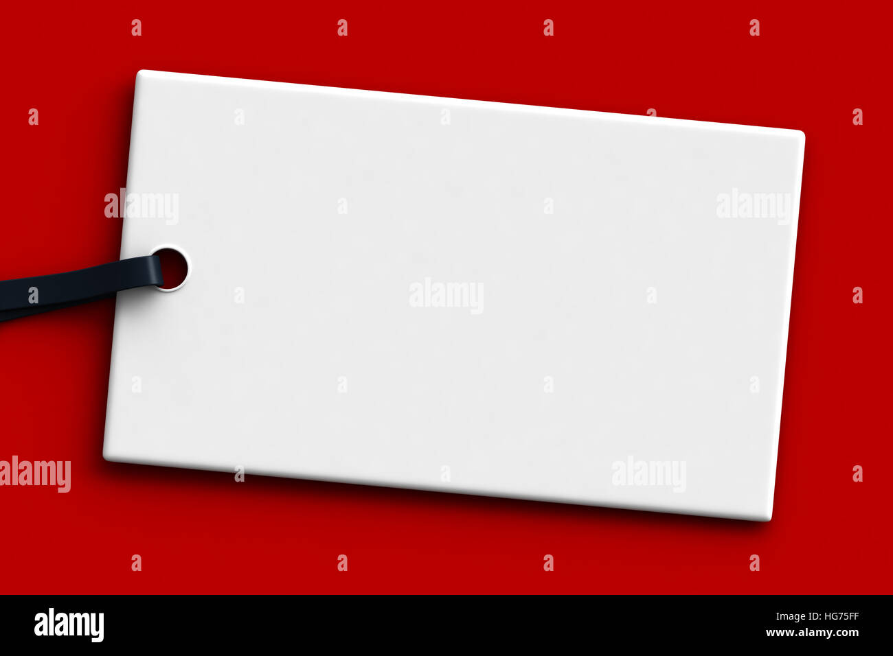 3D Render leere weiße Tag mit Platz für Ihren Text oder Bild auf rotem Grund Stockfoto