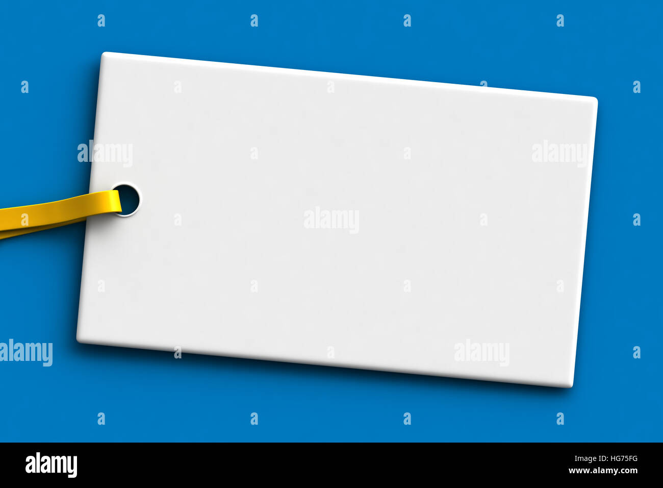 3D Render leere weiße Tag mit Platz für Ihren Text oder Bild auf blauem Hintergrund Stockfoto