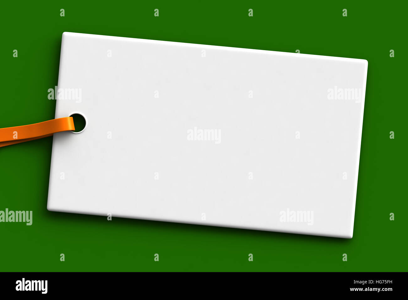 3D Render leere weiße Tag mit Platz für Ihren Text oder Bild auf grünem Hintergrund Stockfoto