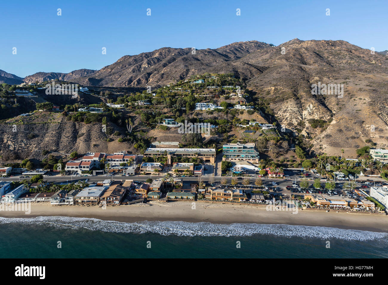 Antenne des aufgebaut Malibu Strand in der Nähe von Los Angeles in Südkalifornien. Stockfoto