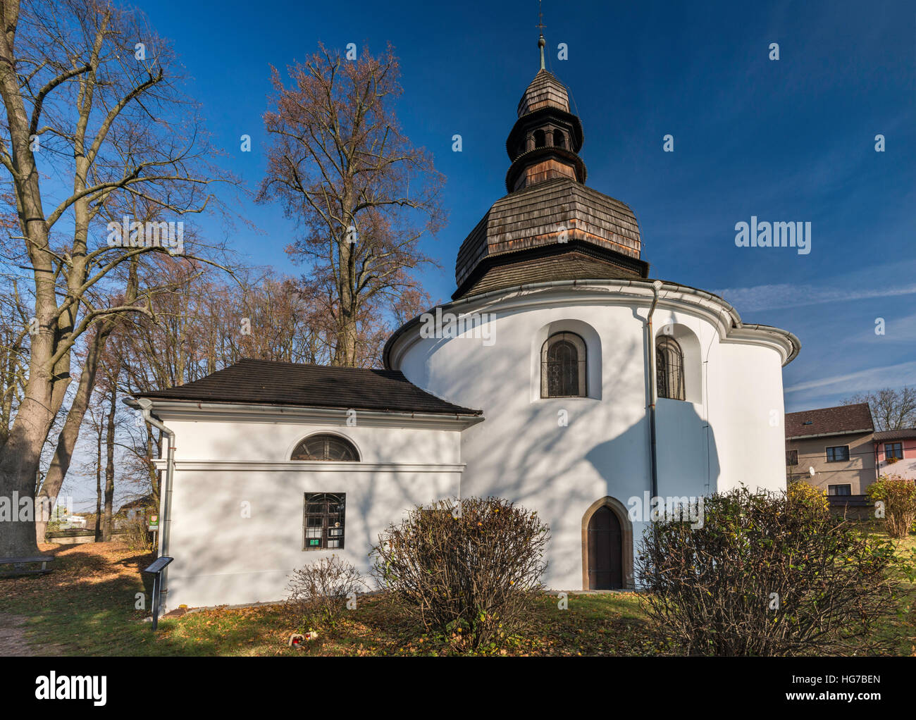 Kirche von Saint Catherine Rotunde, Wehrkirche in Ceska Trebova, Böhmen, Tschechien Stockfoto