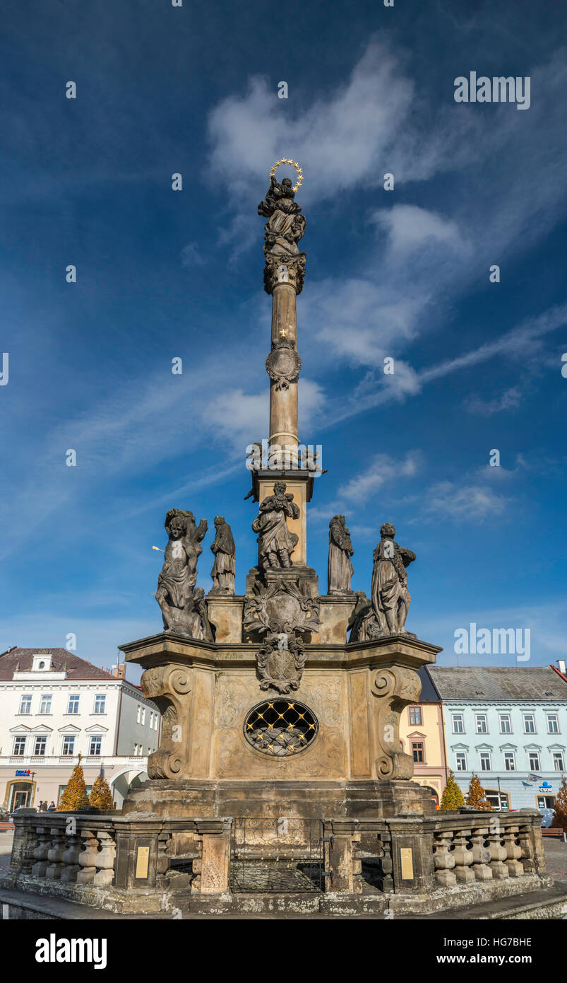 Pestsäule, 1720 an Namesti Masaryk in mährische Trebova, Mähren, Tschechien Stockfoto