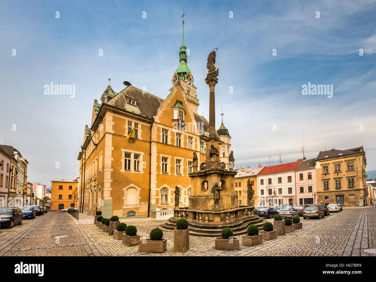 Pest Spalte, 1710, Rathaus in Sumperk, Mähren, Tschechien Stockfoto