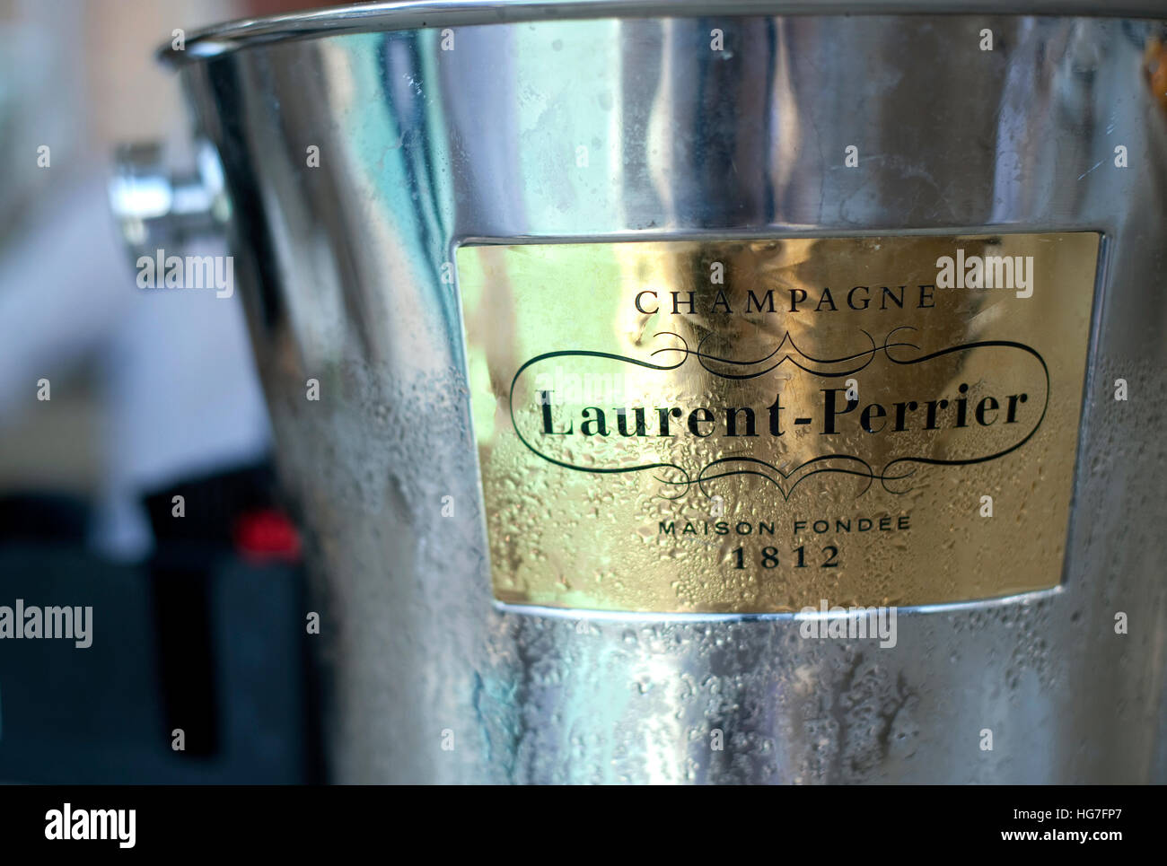 Laurent Perrier Champagner Eiskübel Stockfoto