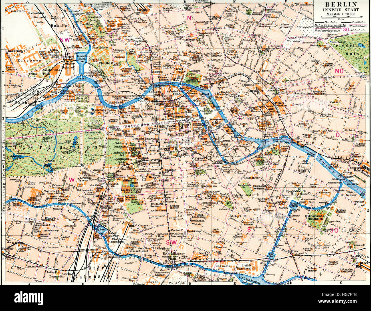 Karte von Berlin, Deutschland c. 1924.  Aus Meyers Lexikon veröffentlicht 1924. Stockfoto