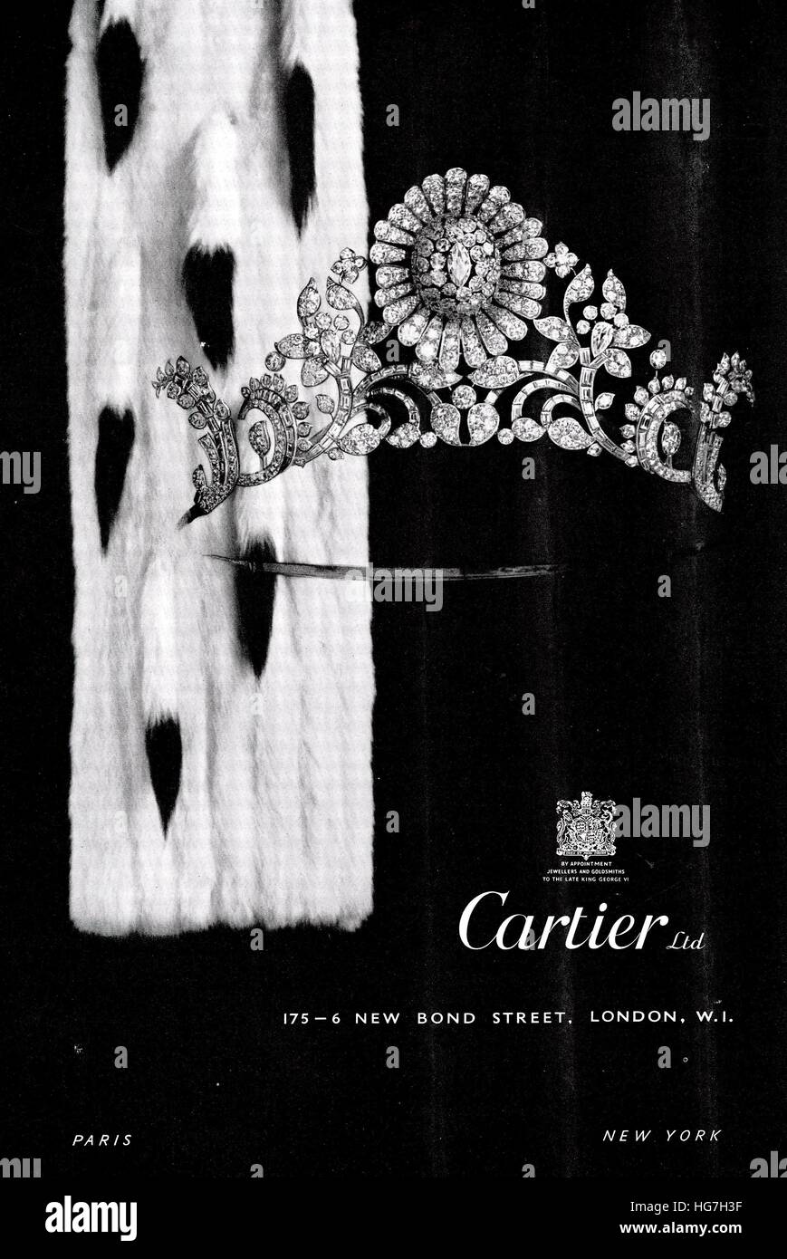 1950er Jahre UK Cartier Magazin Anzeige Stockfoto