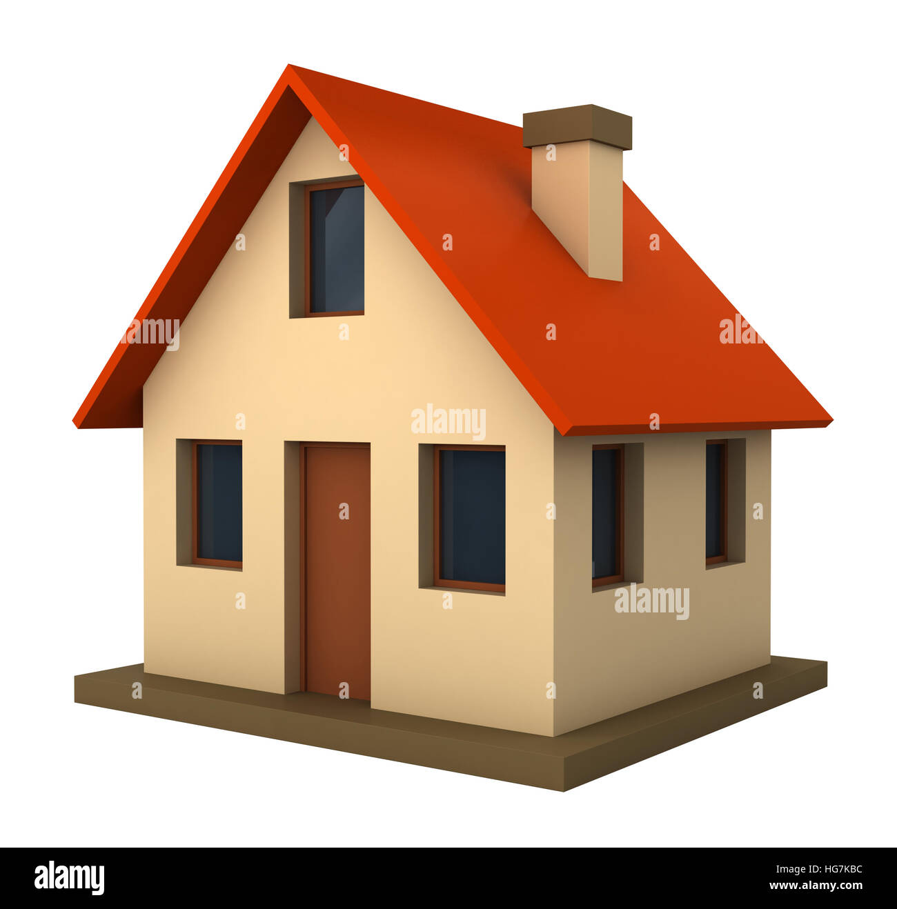 3D Render schematisch dargestellten Hütte isoliert auf weißem Hintergrund Stockfoto